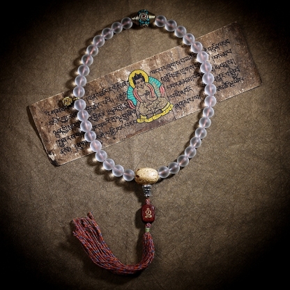 Handcrafted Tibetan Glass Bead Mala Bracelet – 36 Beads of Sacred Wisdom