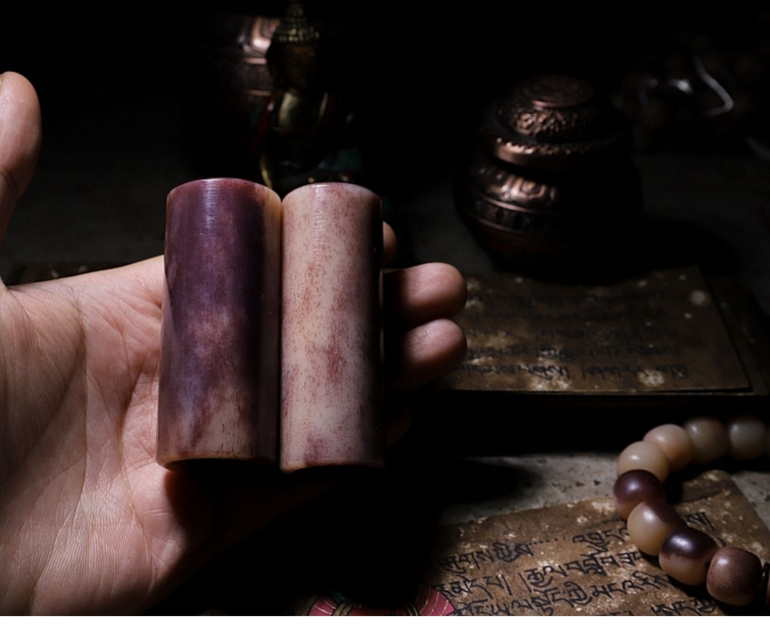 Natural Desert Camel Bone 108 Mala With Blood