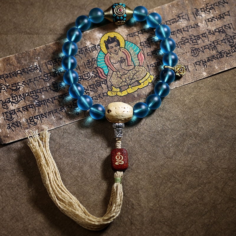 Handcrafted Tibetan Glass Bead Mala Bracelet – 36 Beads of Sacred Wisdom