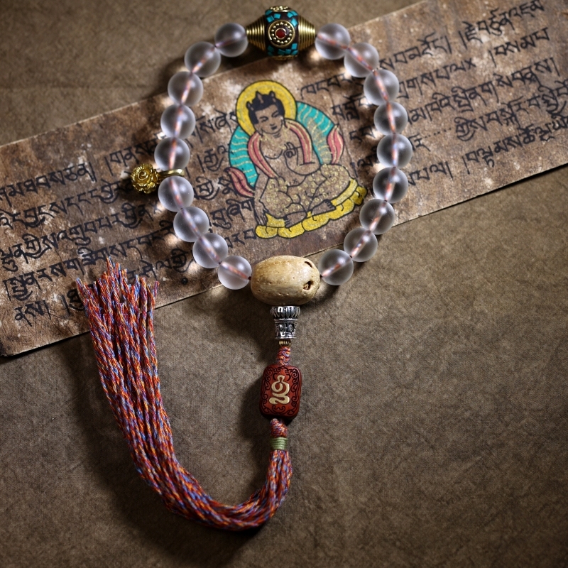 Handcrafted Tibetan Glass Bead Mala Bracelet – 36 Beads of Sacred Wisdom
