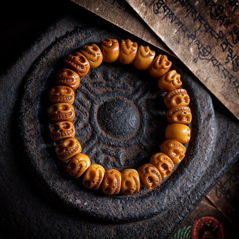 Charnel Ground Guardian Hand-Carved Yak Bone Bracelet