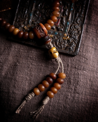 Sacred Aged High-Density Yak Bone 108-Bead Mala