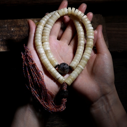 Yak Horn Bone Raw Patina108-bead Mala