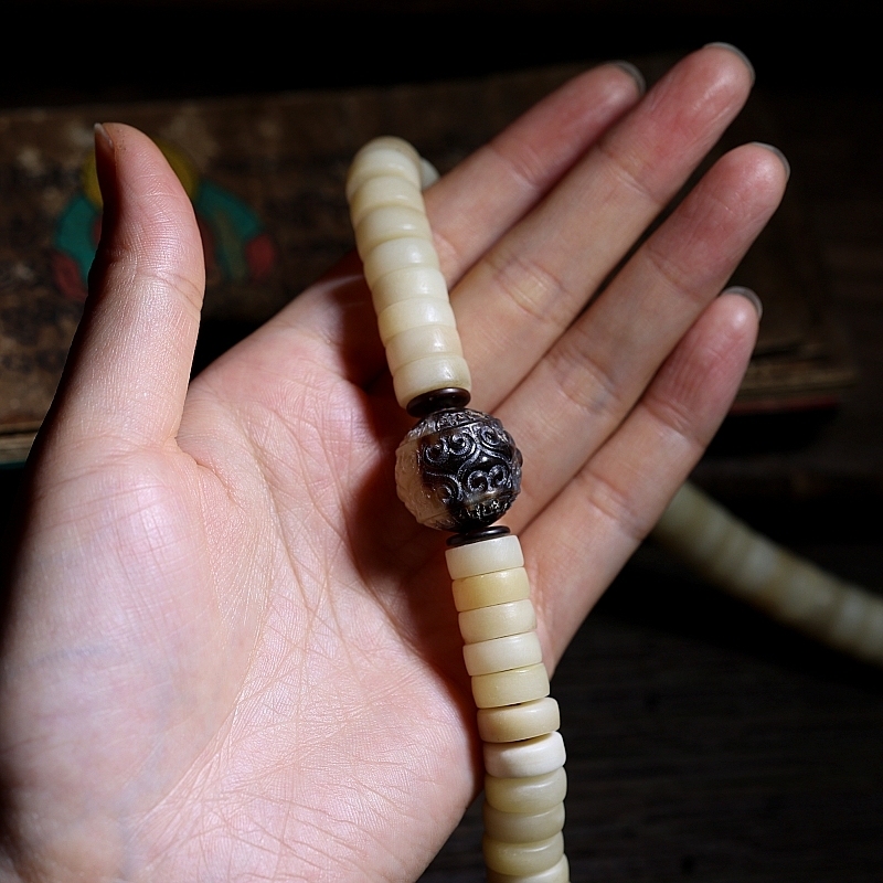 Yak Horn Bone Raw Patina108-bead Mala