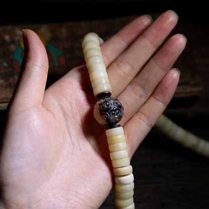 Yak Horn Bone Raw Patina108-bead Mala