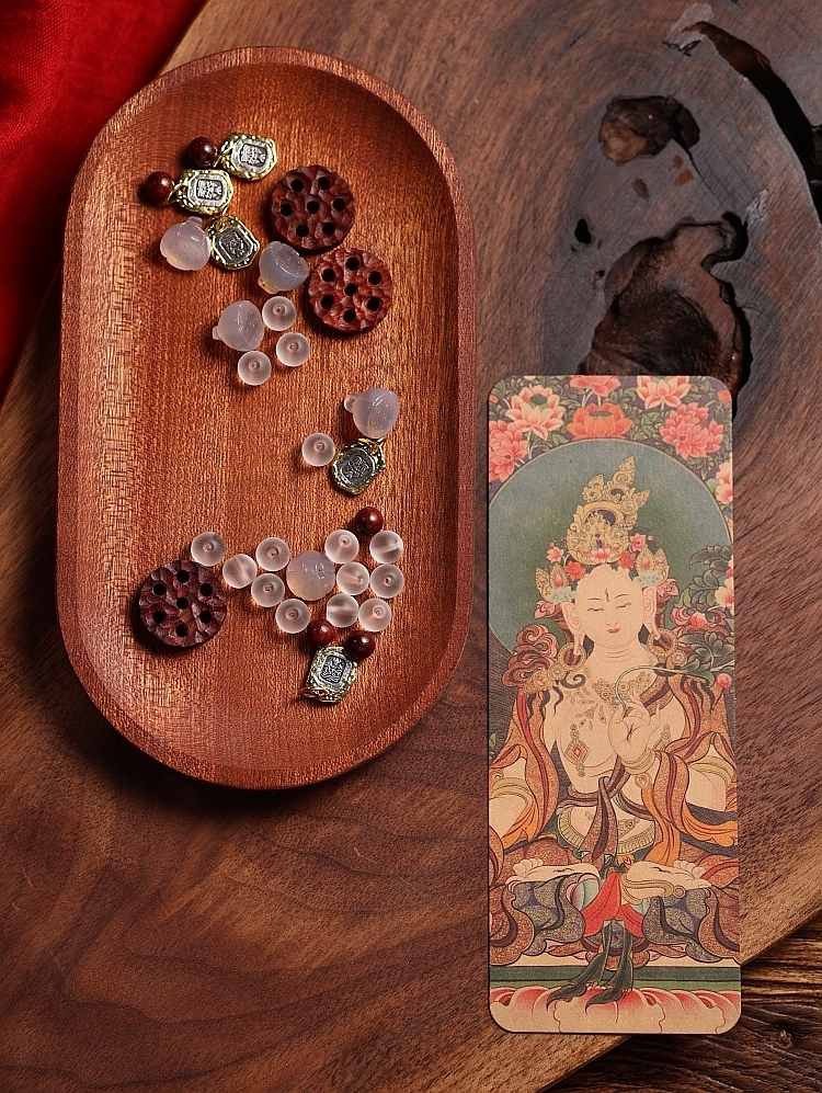 White Tara Blessing – Handcrafted White Glaze Glass (Liu Li) Mala