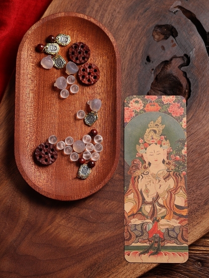 White Tara Blessing – Handcrafted White Glaze Glass (Liu Li) Mala