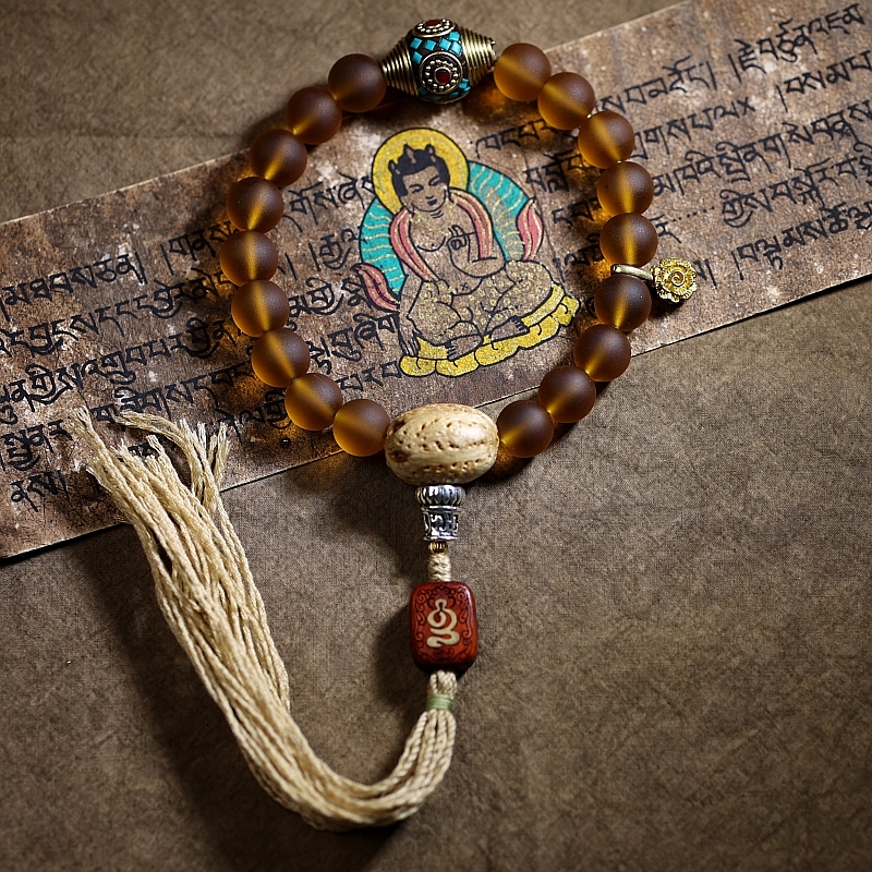 Handcrafted Tibetan Glass Bead Mala Bracelet – 36 Beads of Sacred Wisdom