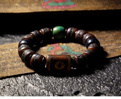 Gakala Skull Guardian Bracelet with Horn, Turquoise & Vajrayana Symbolism