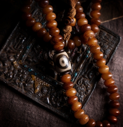 Sacred Aged High-Density Yak Bone 108-Bead Mala