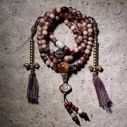 Natural Desert Camel Bone 108 Mala With Blood