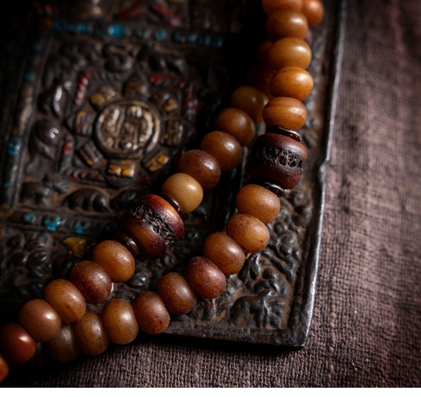 Sacred Aged High-Density Yak Bone 108-Bead Mala