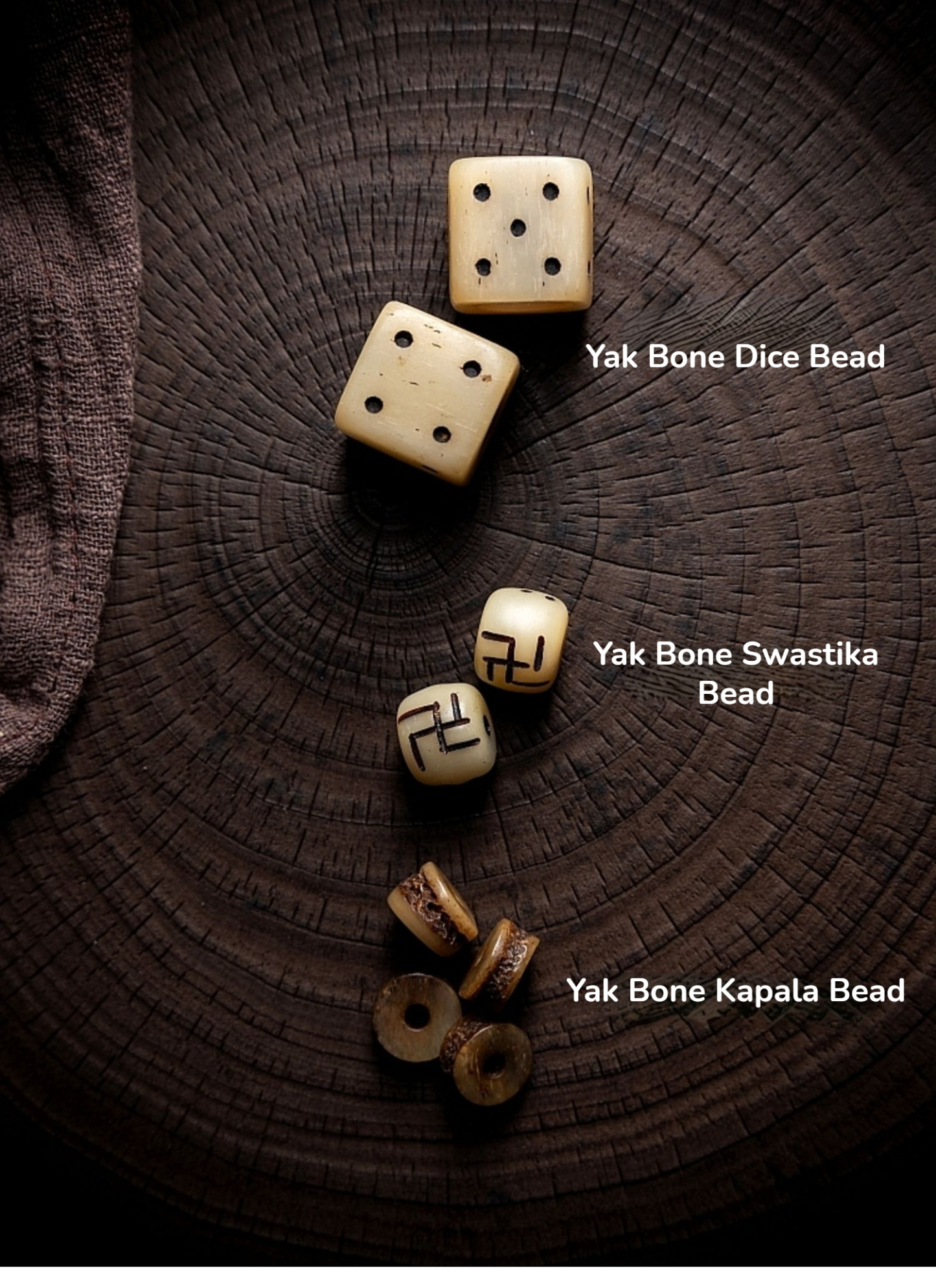 Shitro Lord Bone Bracelet: Tibetan Handcarved Goat Horn Mala with Yak Bone Skull Accents