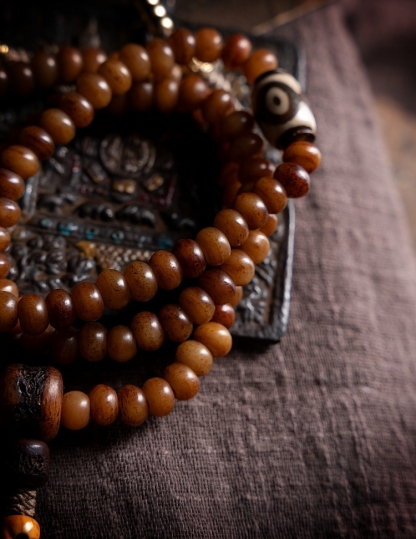 Sacred Aged High-Density Yak Bone 108-Bead Mala