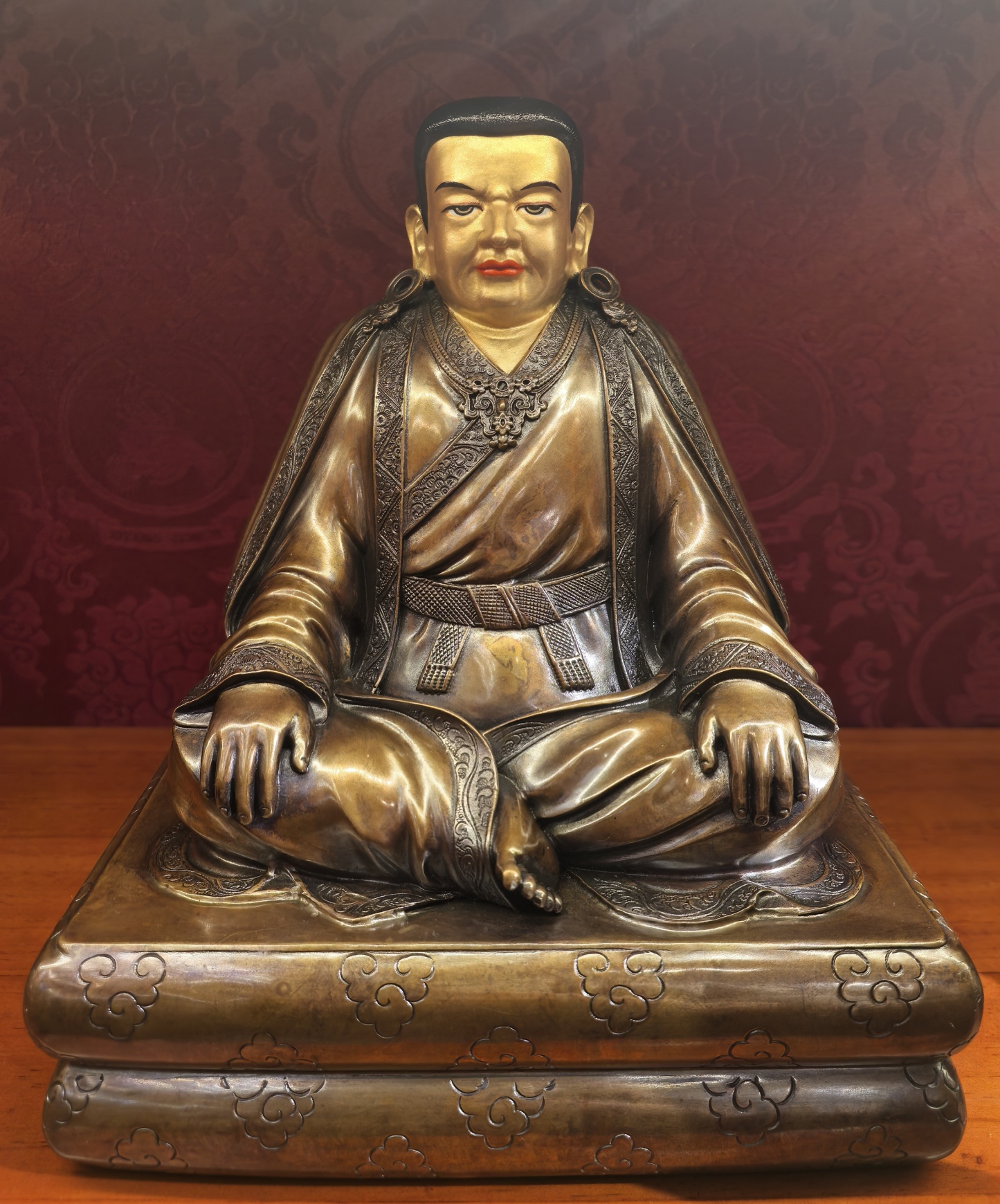 Kagyu Lineage Trinity – 19cm Gilt Copper Statue Set