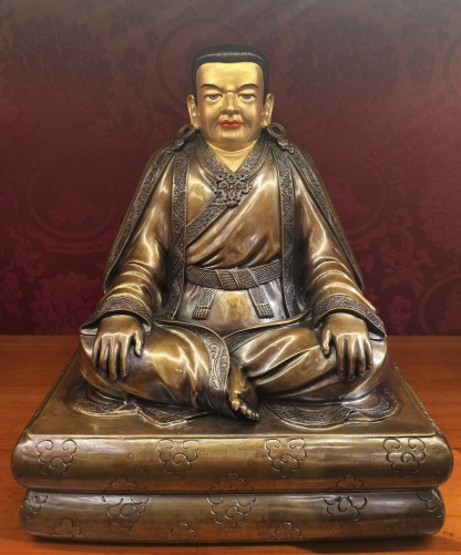 Kagyu Lineage Trinity – 19cm Gilt Copper Statue Set