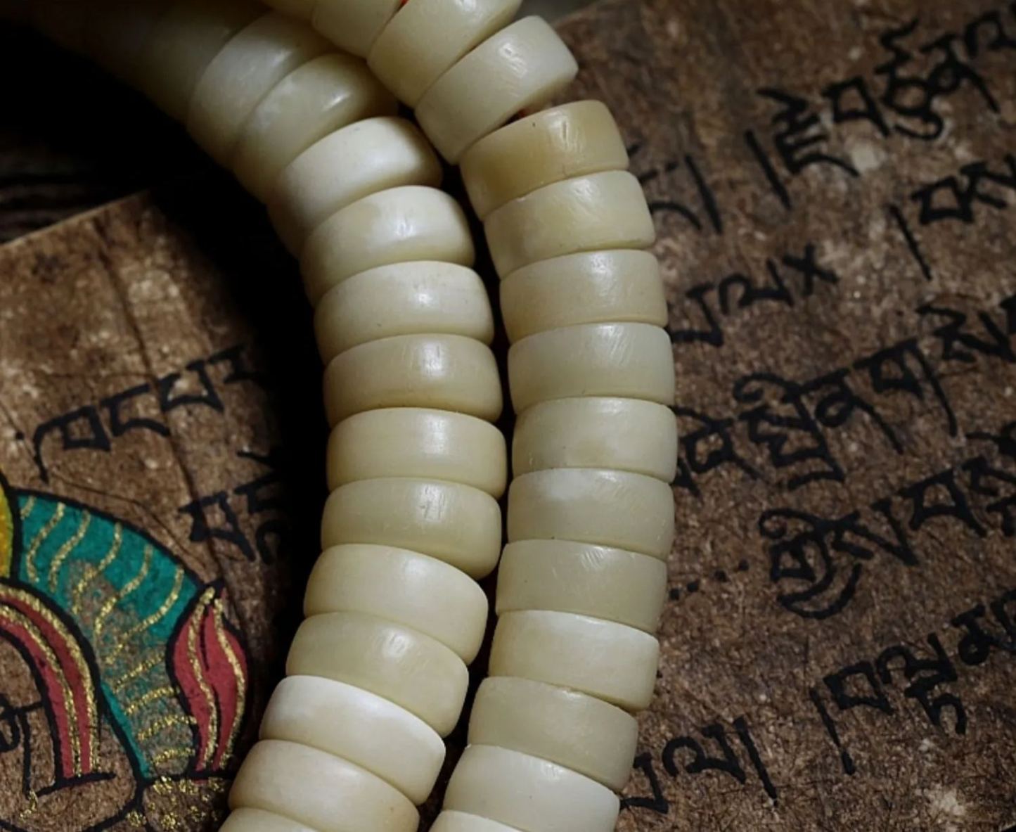 Yak Horn Bone Raw Patina108-bead Mala