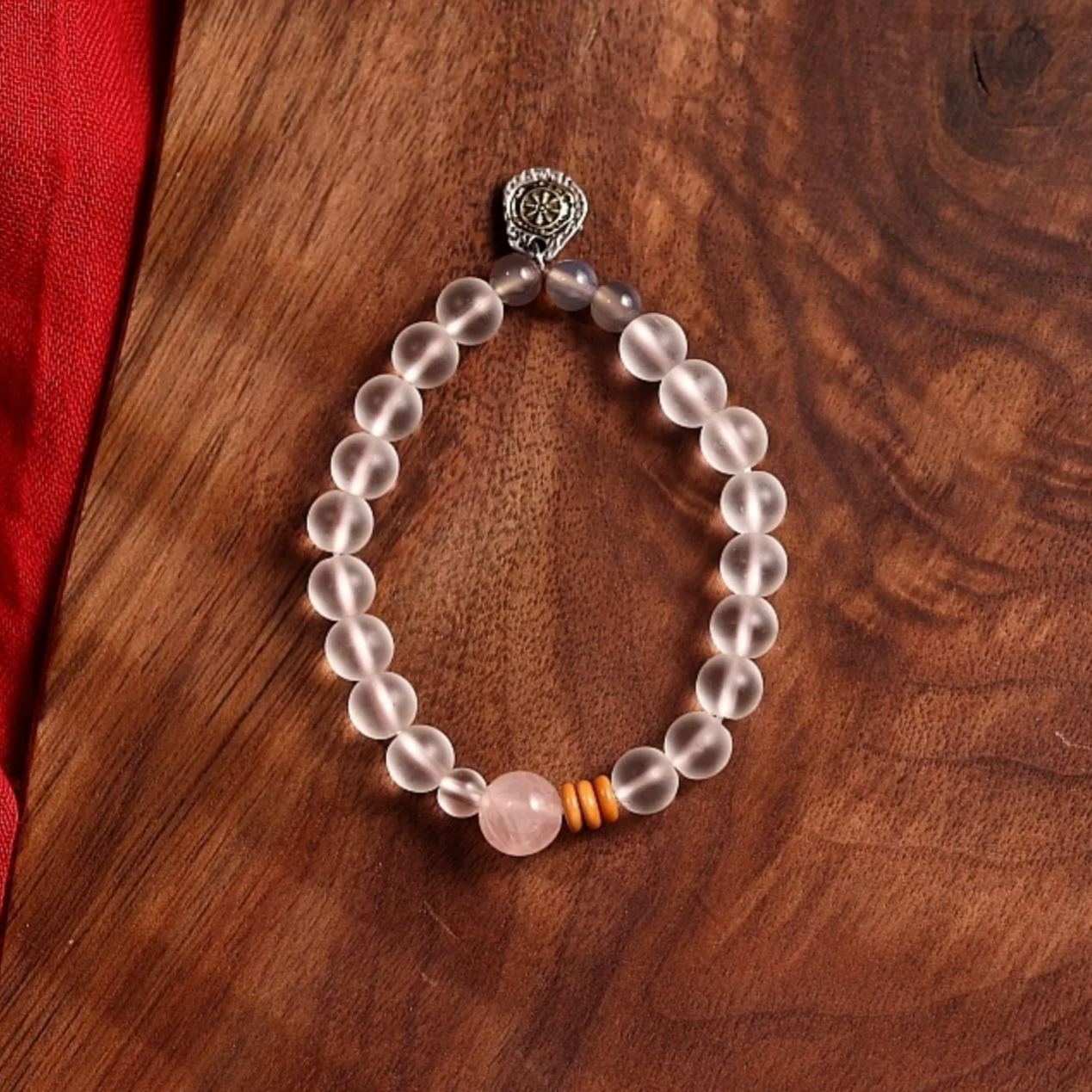 White Tara Blessing – Handcrafted White Glaze Glass Mala