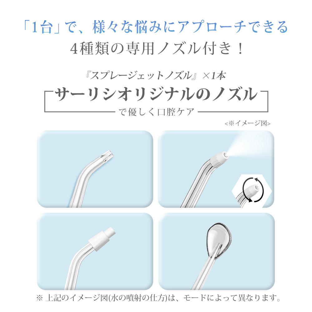 1800回/分パルス水流 口腔洗浄器｜360°回転ノズル・5モード切替｜歯垢