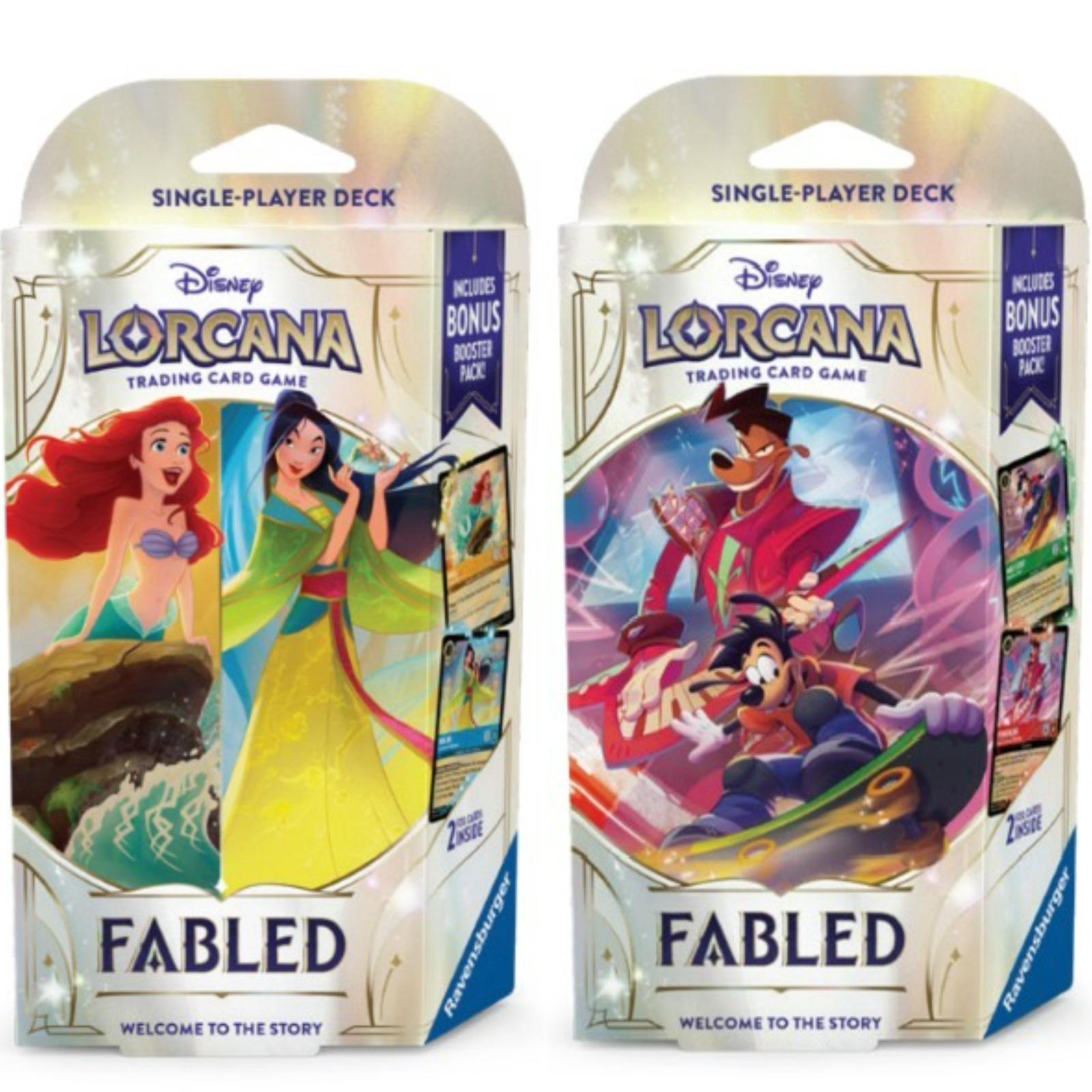 Disney Lorcana TCG Starter Set 9 - FABLED Single Player Deck Set A+B (MAX GOOF & POWERLINE / ARIEL & MULAN) (套)