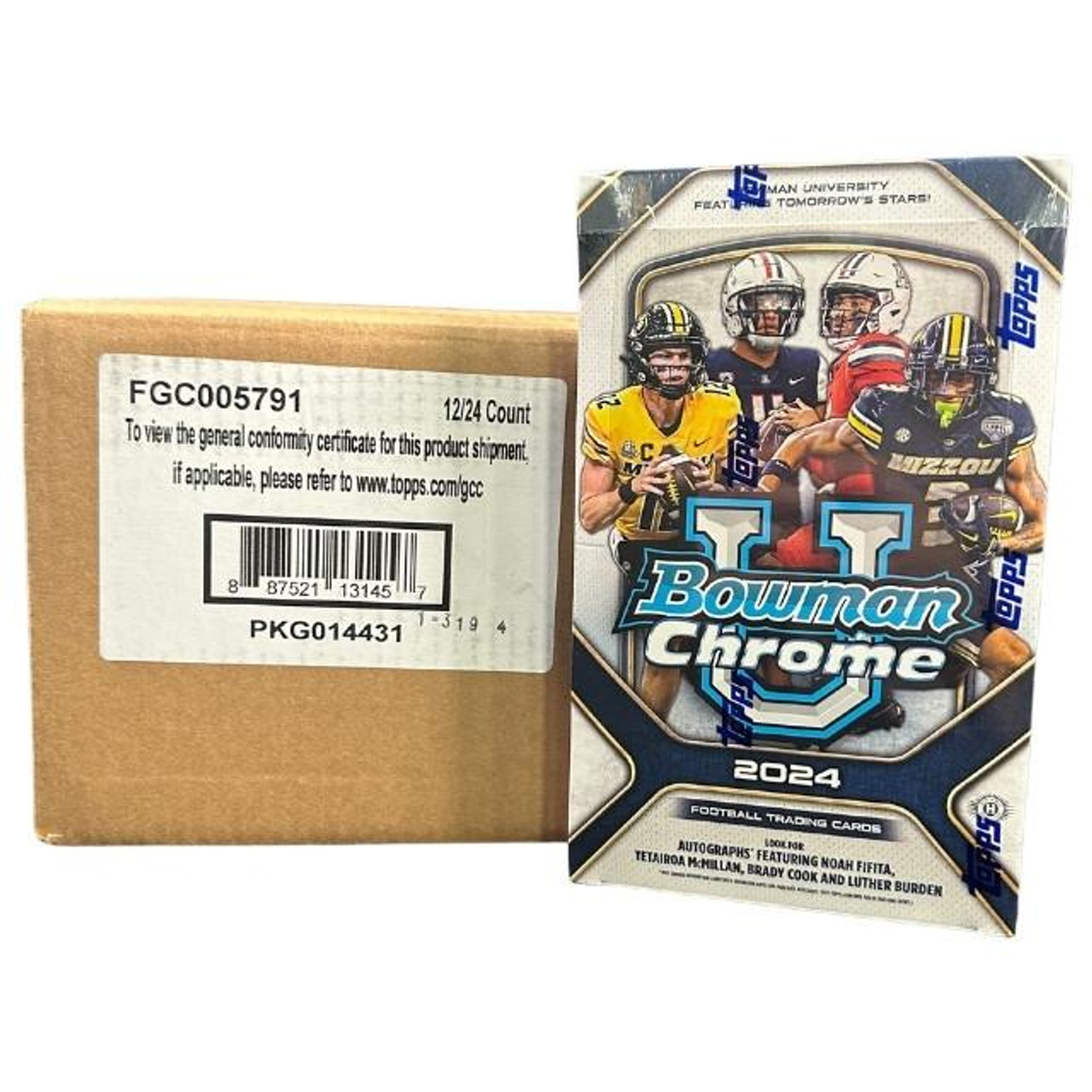2024 Bowman University Chrome Football Hobby 12-Box Case
