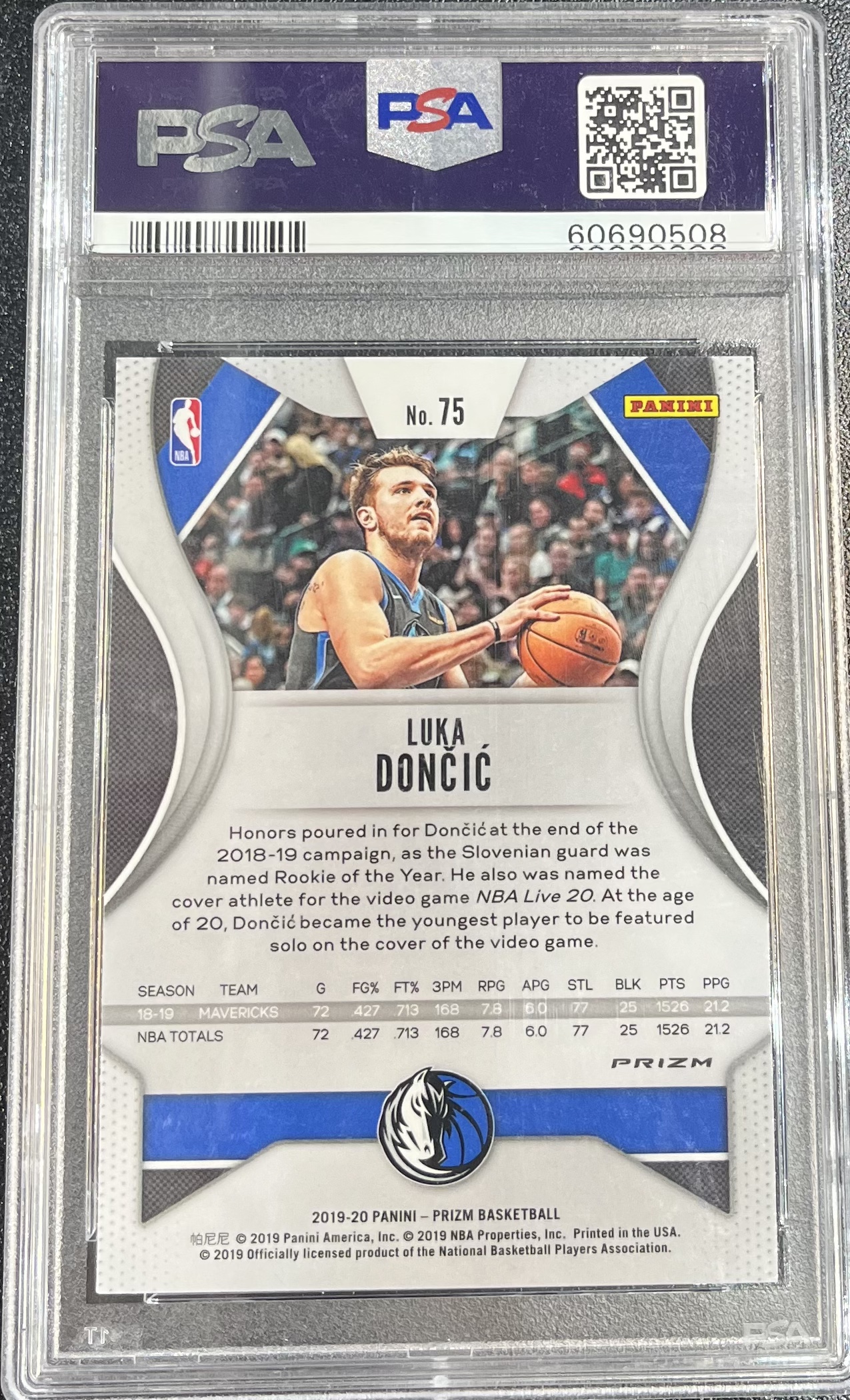 [PSA 10] 2019 PANINI PRIZM #75 LUKA DONCIC CHOICE PRIZM-BL/YLW/GRN