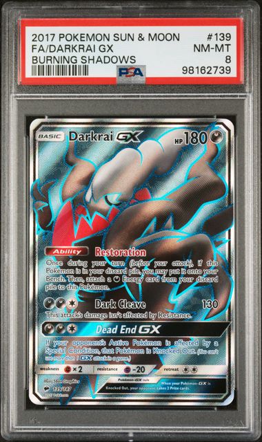 [PSA 8]2017 POKEMON SUN & MOON BURNING SHADOWS #139 FA/DARKRAI GX BURNING SHADOWS