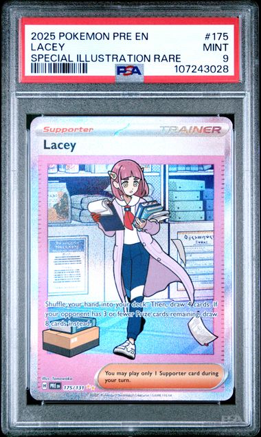 [PSA 9]  2025 POKEMON PRE EN-PRISMATIC EVOLUTIONS #175 LACEY SPECIAL ILLUSTRATION RARE