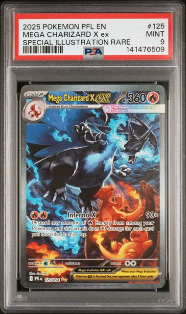 [PSA 9] 2025 POKEMON PFL EN-PHANTASMAL FLAMES #125 MEGA CHARIZARD X ex SPECIAL ILLUSTRATION RARE