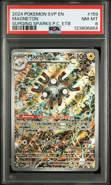[PSA 8]2024 POKEMON SVP EN-SV BLACK STAR PROMO #159 MAGNETON SURGING SPARKS PC ETB