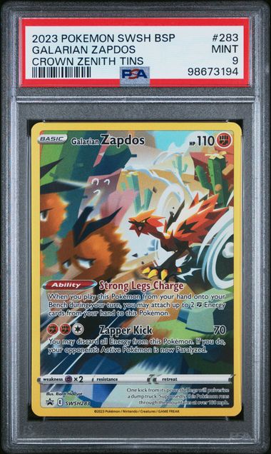 [PSA 9]2023 POKEMON SWSH BLACK STAR PROMO #283 GALARIAN ZAPDOS CROWN ZENITH TIN