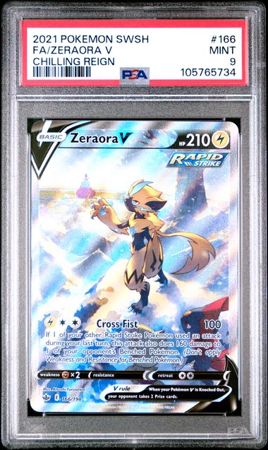 [PSA 9]2021 POKEMON SWORD & SHIELD CHILLING REIGN #166 FA/ZERAORA V CHILLING REIGN