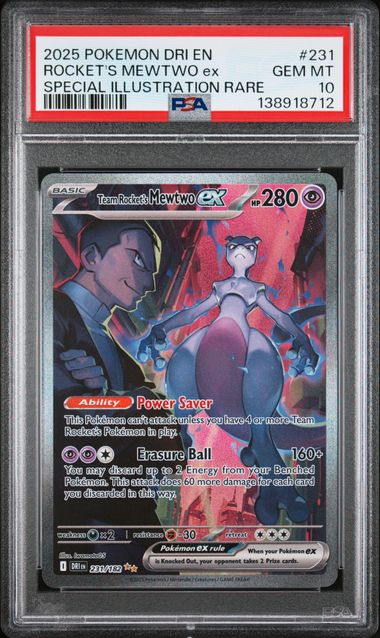 [PSA 10] 2025 POKEMON DRI EN-DESTINED RIVALS #231 ROCKET'S MEWTWO ex SPECIAL ILLUSTRATION RARE