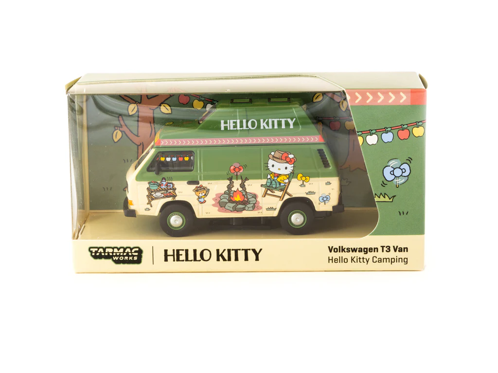 Schuco x Tarmac Works 1/64 Volkswagen T3 Van Hello Kitty Camping - COLLAB64