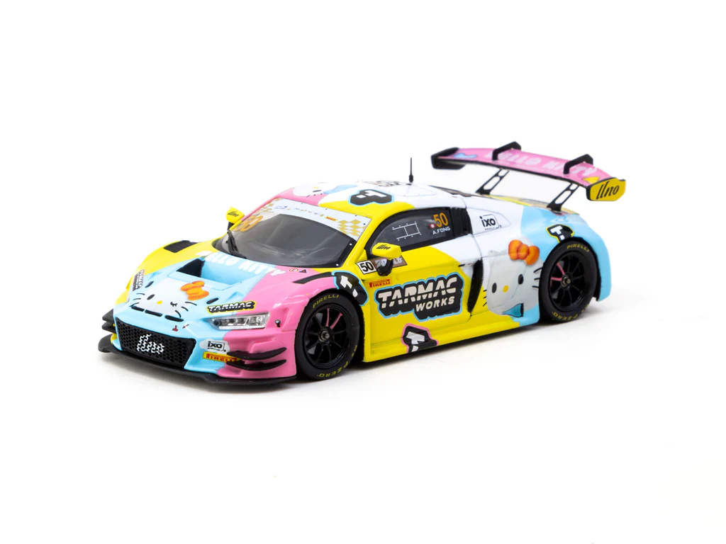 Tarmac Works 1/43 Audi R8 LMS GT3 evo II Macau GT Cup - FIA GT World Cup 2023 【Hello Kitty Version】 #50 with special packaging & story booklet - HOBBY43