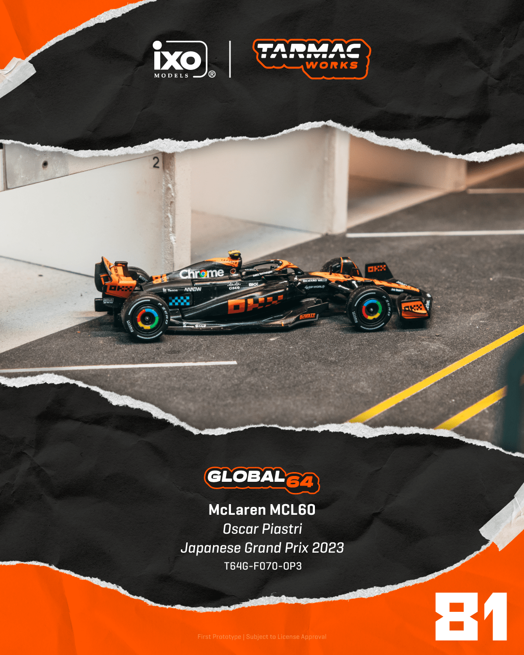 Tarmac Works 1/64 McLaren MCL60 Japanese Grand Prix 2023 Oscar Piastri GLOBAL64 (Pre-order)