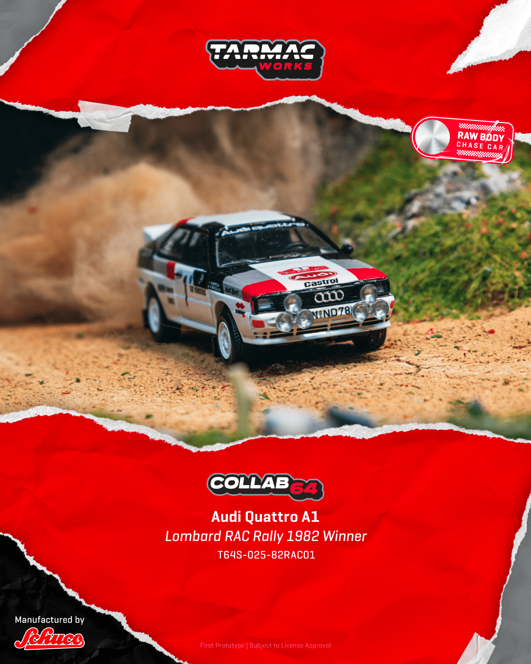 Tarmac Works 1/64 Audi Quattro A1 Lombard RAC Rally 1982 #1 Winner COLLAB64 (Pre-order)