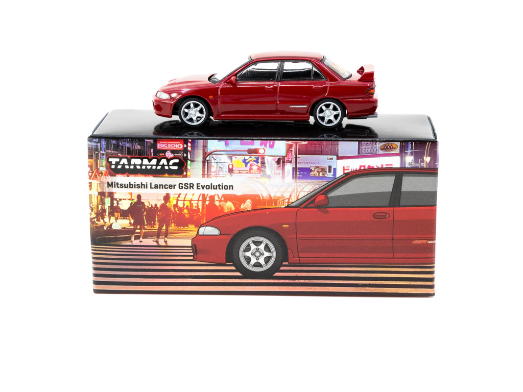 Tarmac Works 1/64 Mitsubishi Lancer GSR Evolution II Red with Tarmac Cards - GLOBAL64