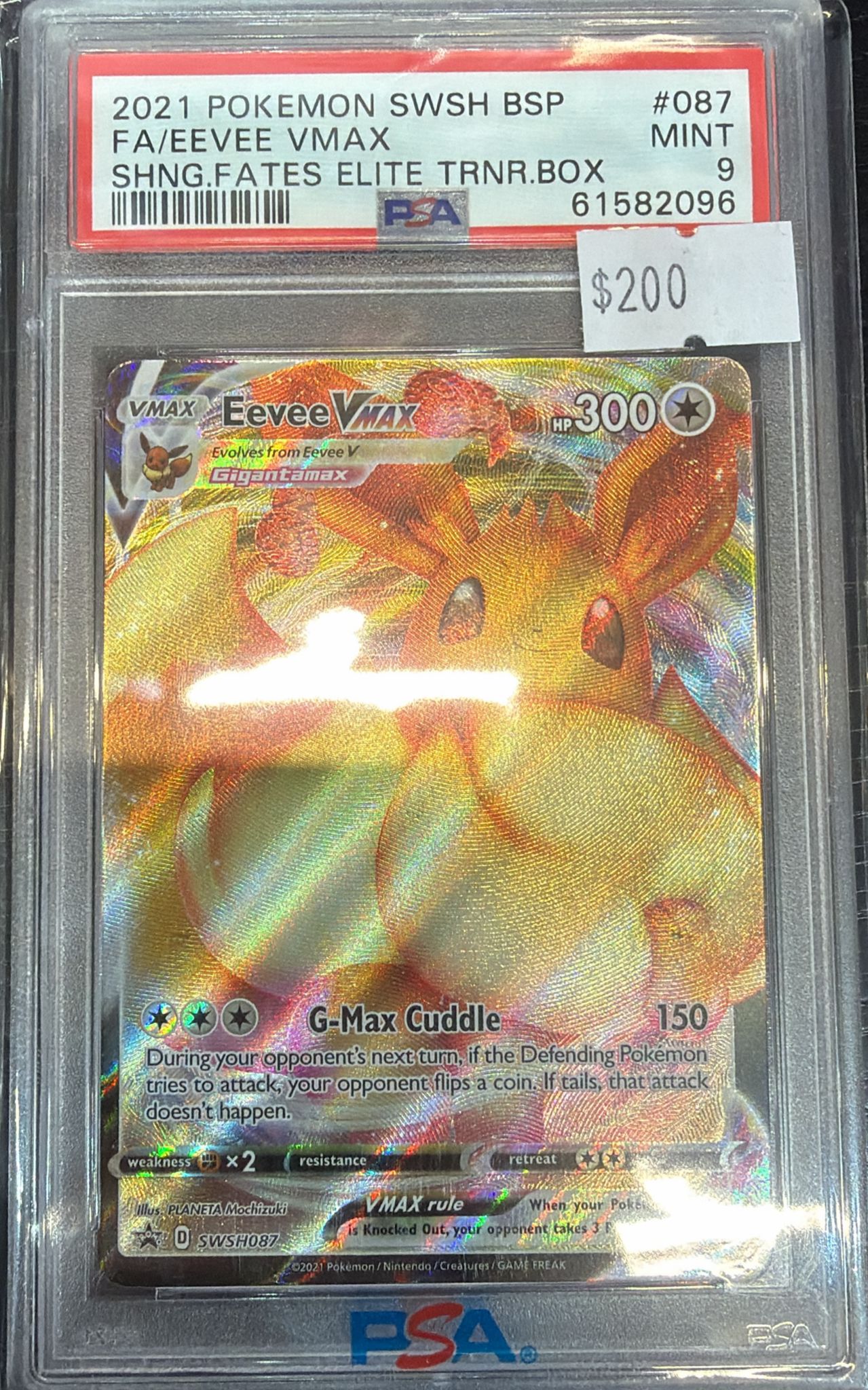 [PSA 9]2021 POKEMON SWSH BLACK STAR PROMO #087 FA/EEVEE VMAX SHNG.FATES ELITE TRNR.BOX