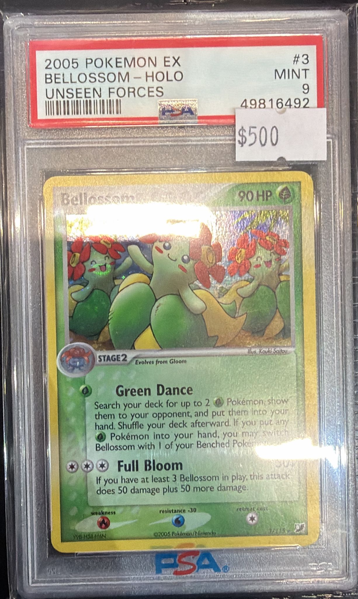[PSA 9]2005 POKEMON EX UNSEEN FORCES #3 BELLOSSOM-HOLO UNSEEN FORCES