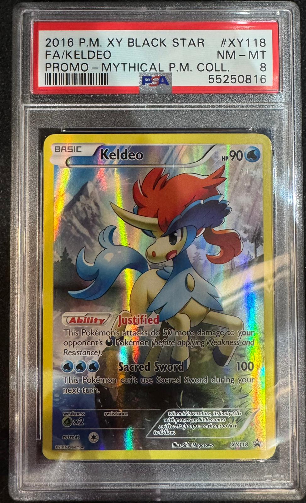 [PSA 8]2016 POKEMON XY BLACK STAR PROMO #XY118 FA/KELDEO PROMO-MYTHICAL P.M. COLL.