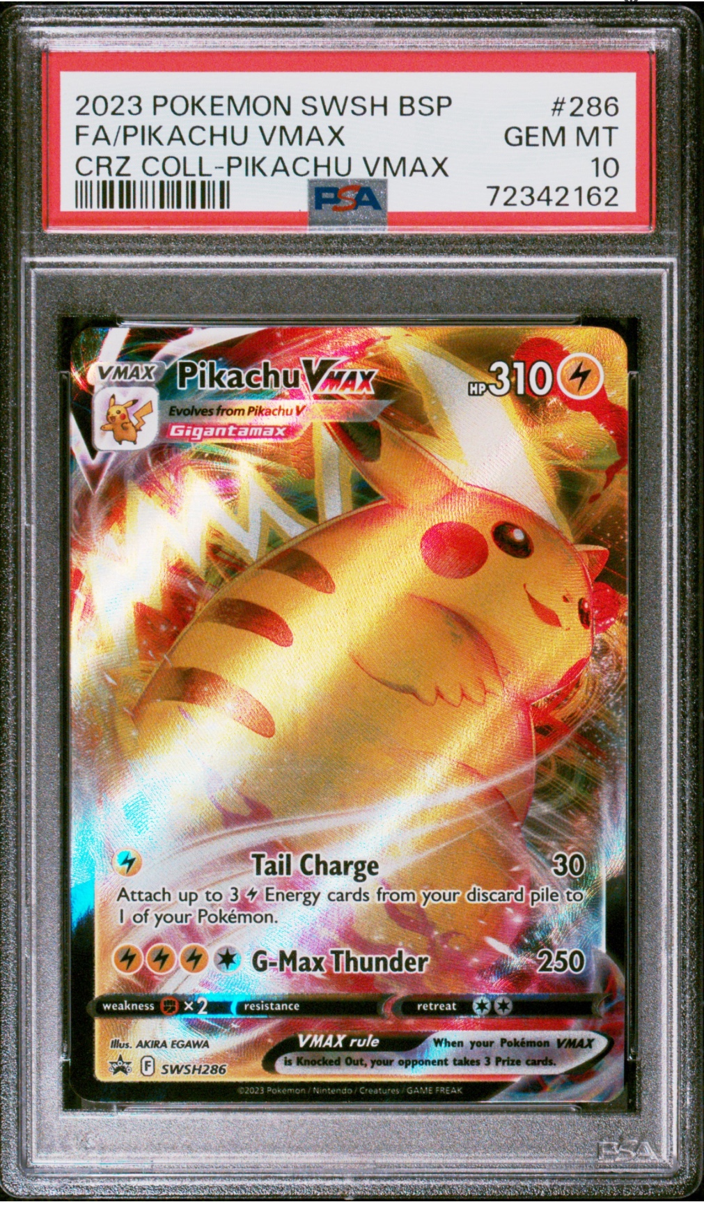 [PSA 10] 2023 POKEMON SWSH BLACK STAR PROMO #286 FA/PIKACHU VMAX CRZ COLL-PIKACHU VMAX