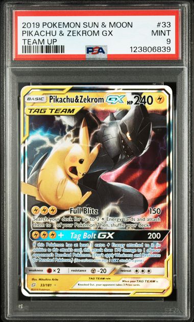[PSA 9] 2019 POKEMON SUN & MOON TEAM UP #33 PIKACHU & ZEKROM GX TEAM UP