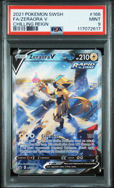 [PSA 9]2021 POKEMON SWORD & SHIELD CHILLING REIGN #166 FA/ZERAORA V CHILLING REIGN