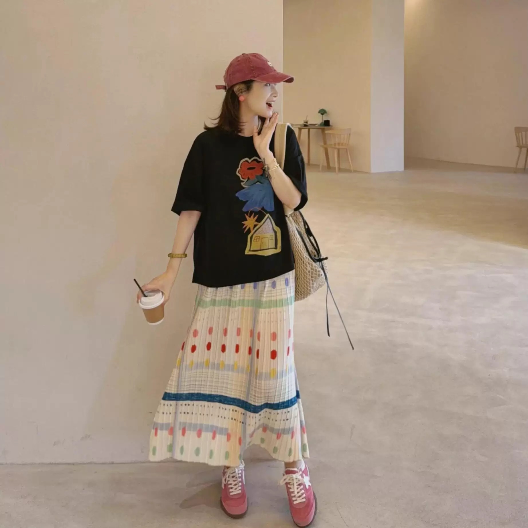 【單件/整套】趣味塗鴉上衣半身裙套裝