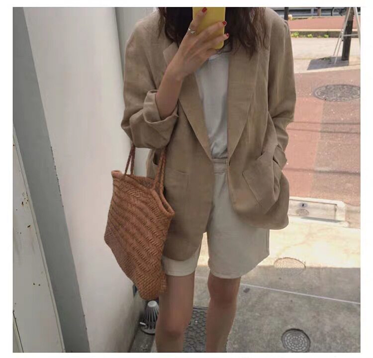 棉麻休閒西裝外套