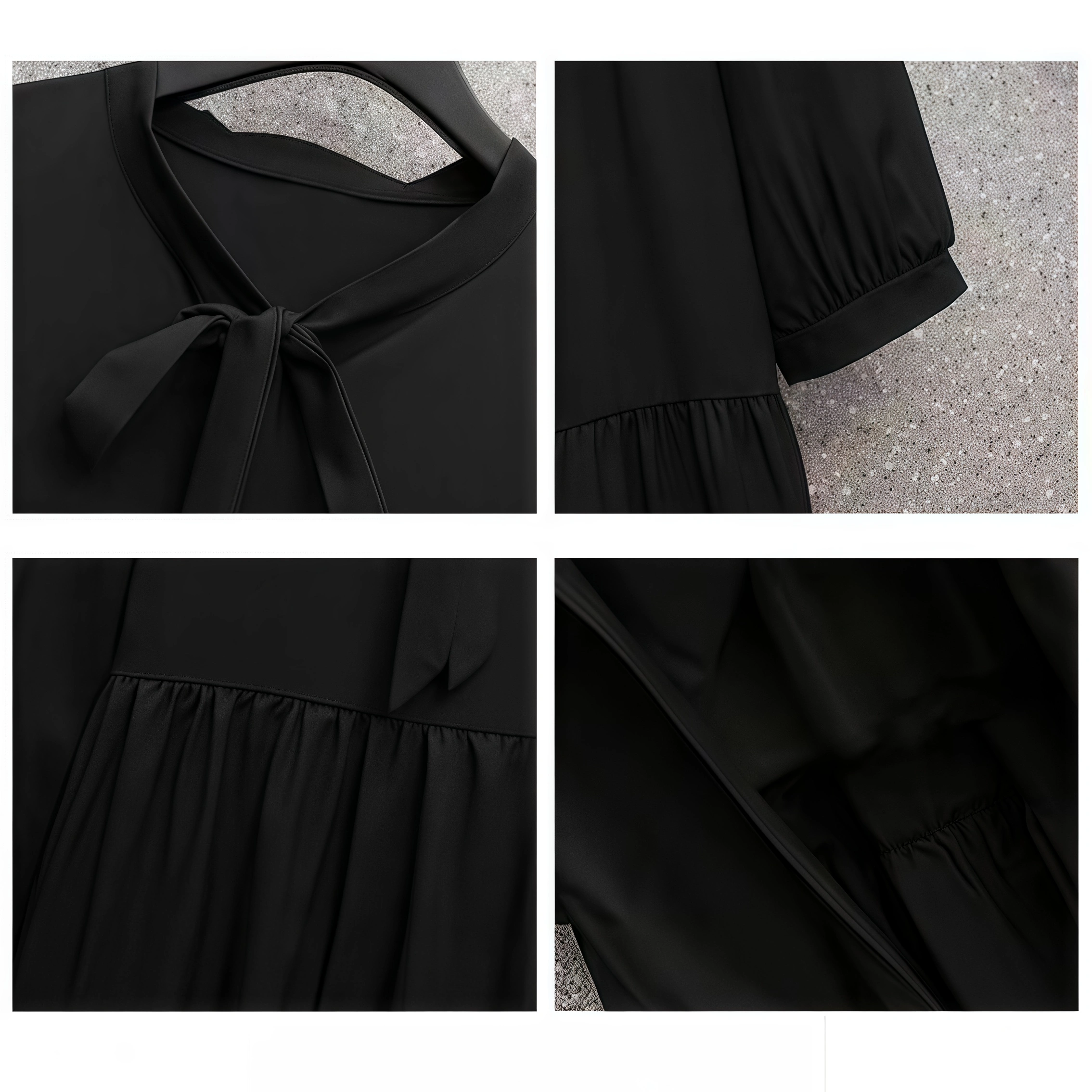 法式桔梗寬鬆氣質復古小黑溫柔風雪紡洋裝