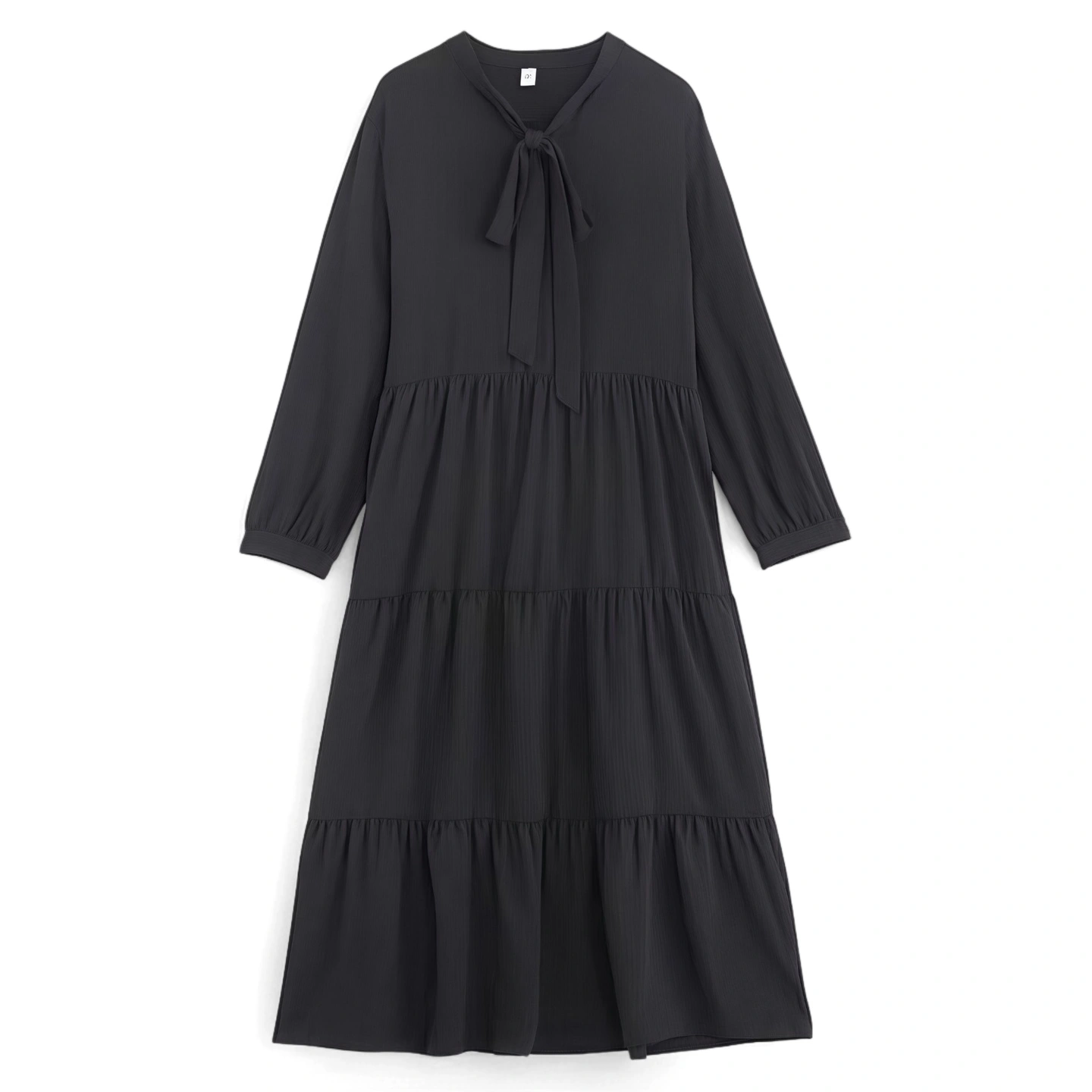 法式桔梗寬鬆氣質復古小黑溫柔風雪紡洋裝