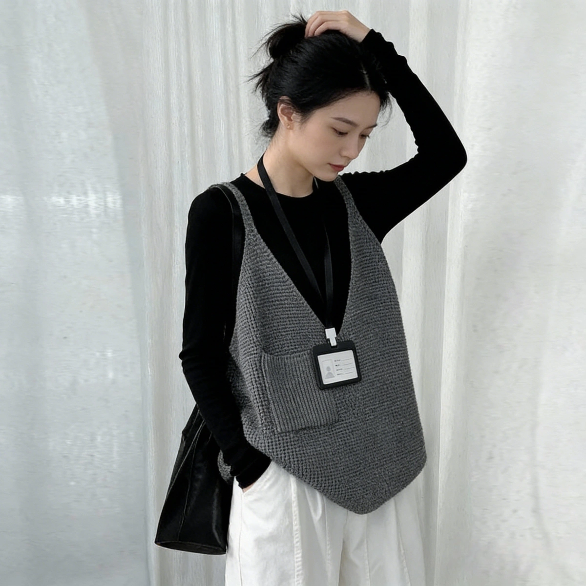 慵懶鬆弛感 疊穿外搭無袖針織背心