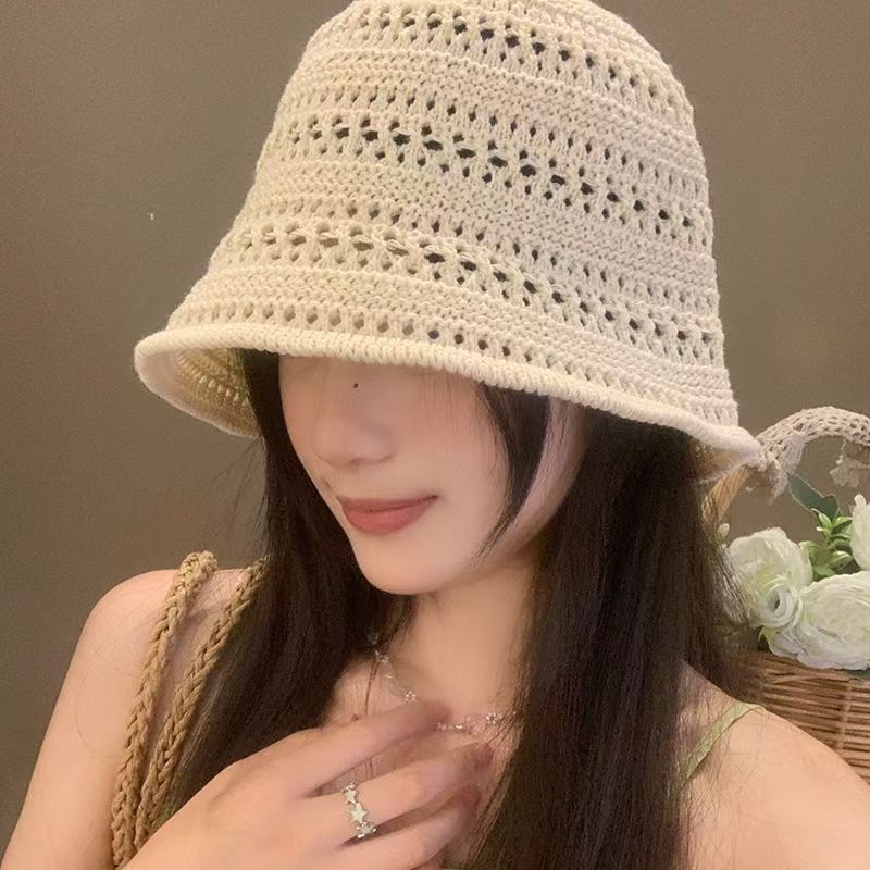 鏤空漁夫帽透氣針織防曬盆帽遮陽帽